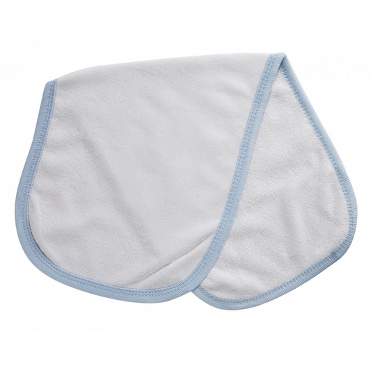 Burp cloth 2ply blue trim